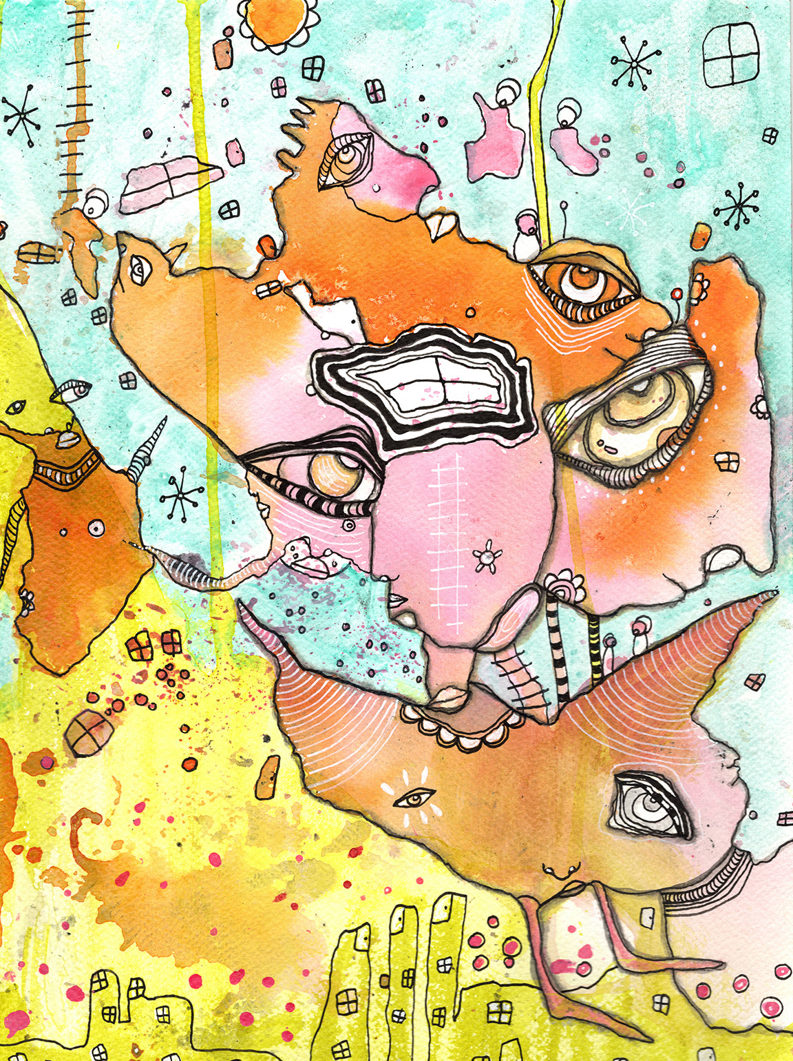 "Just Fly Away" Original Mixed Media art on Watercolor Paper