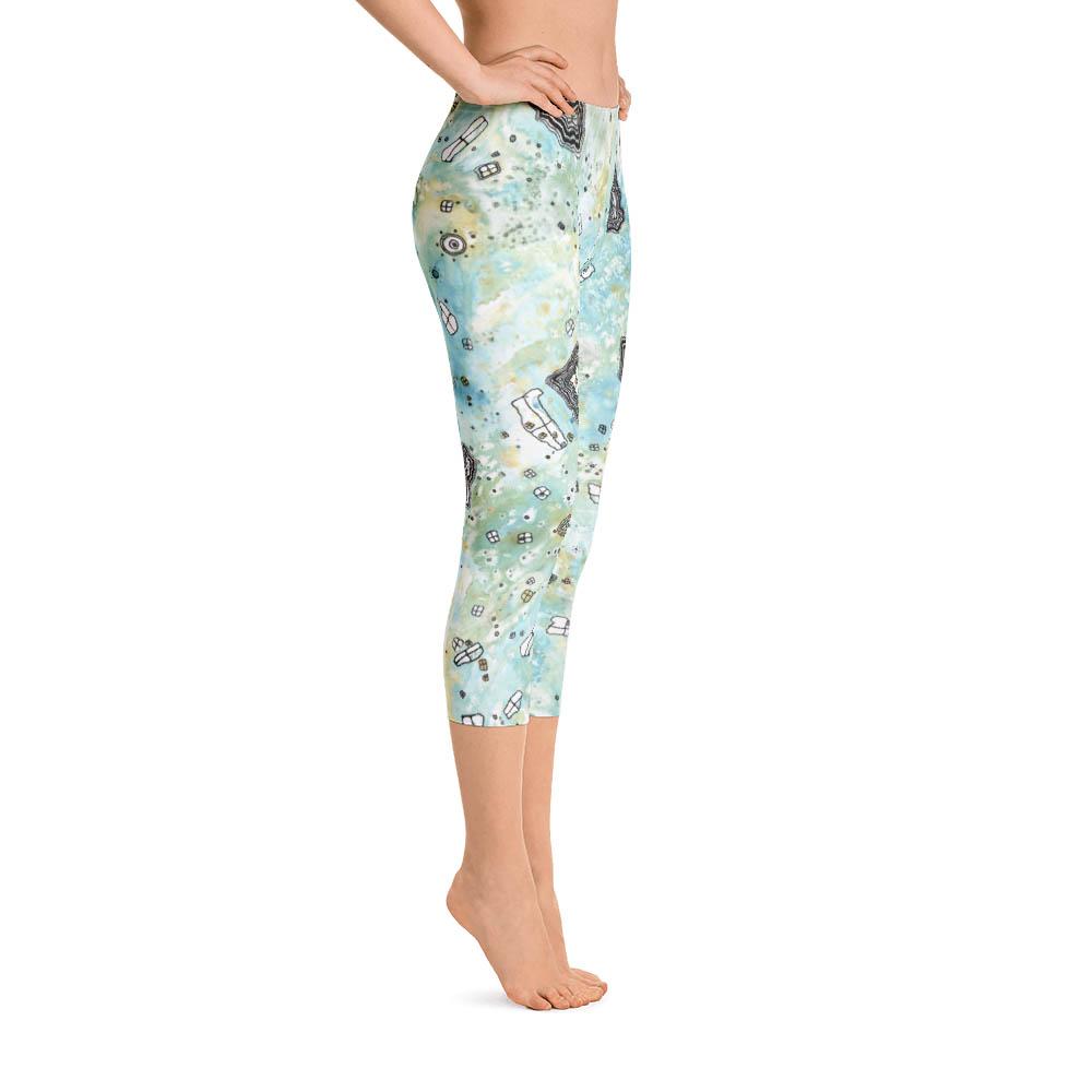 Abstract Capri leggings, Workout Pants 'Surreal Sky' - Sincerely Joy