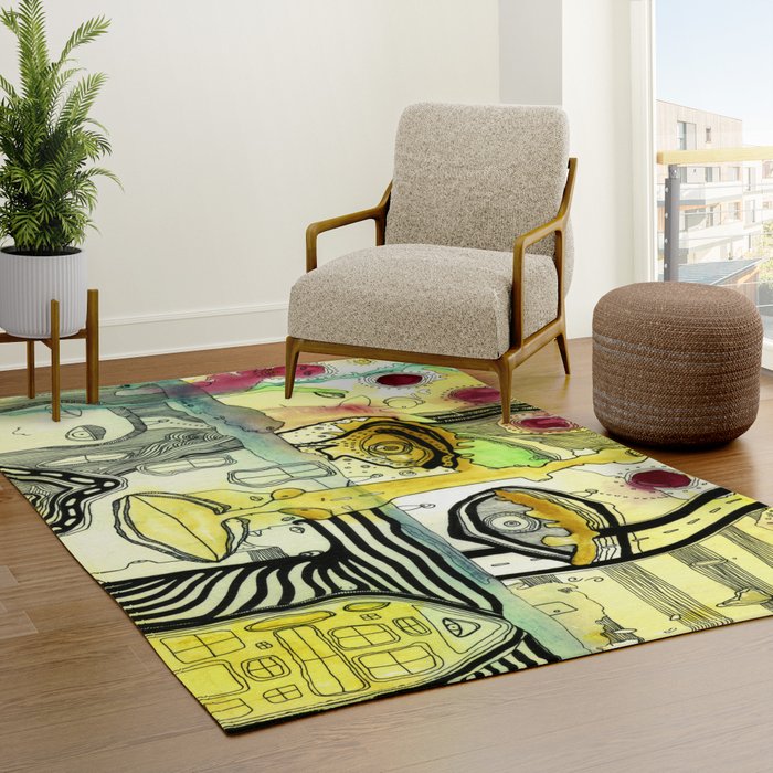 Psychedelic Rug Artist Area Rug Modern Industrial Decor Abstract